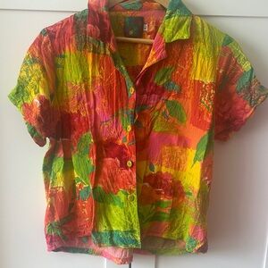 Jams World Vintage Tropical Floral Button-Down Shirt
